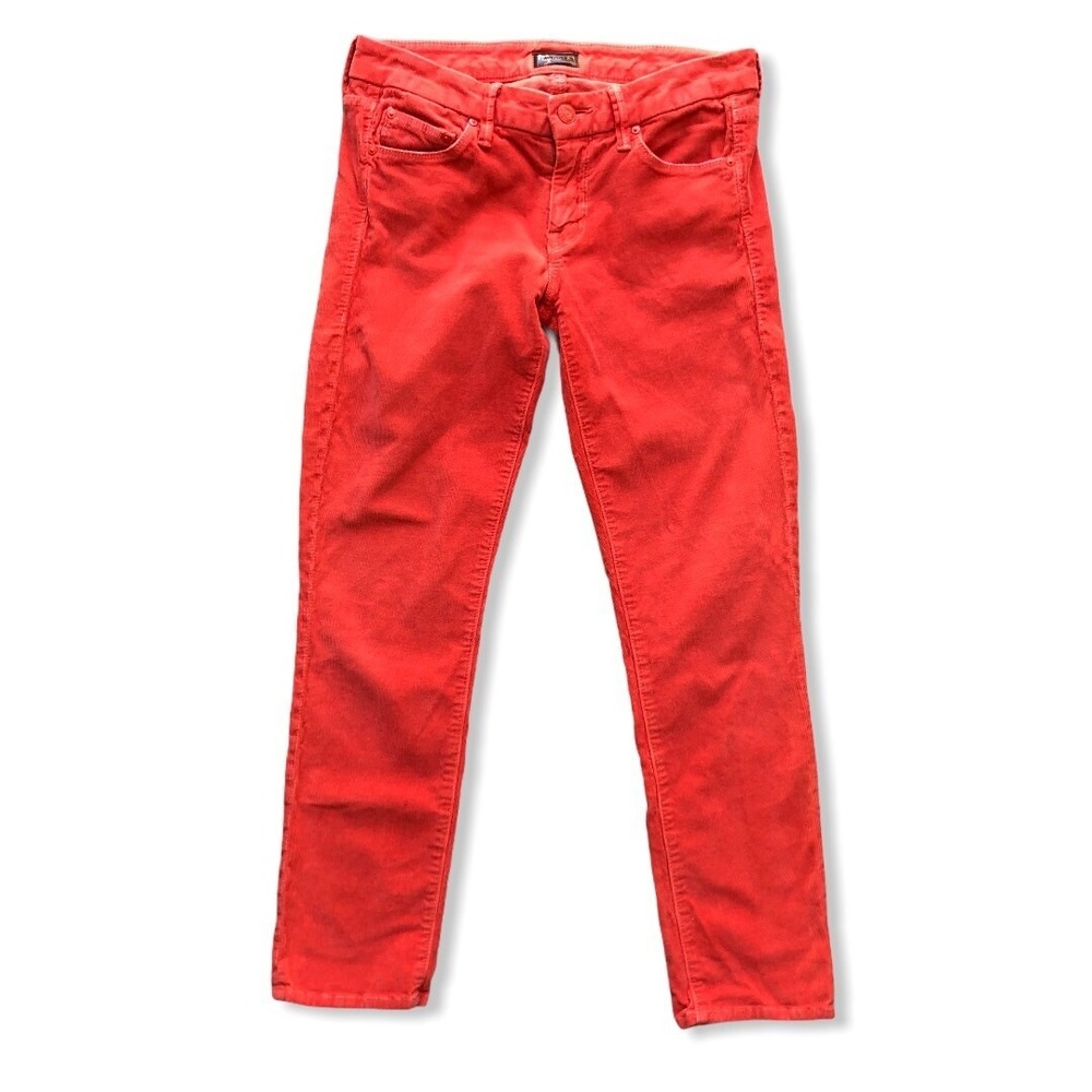 MOTHER Corduroy Skinny‎ Pants Women's Orange The Looker Crop Size 26 Cotton